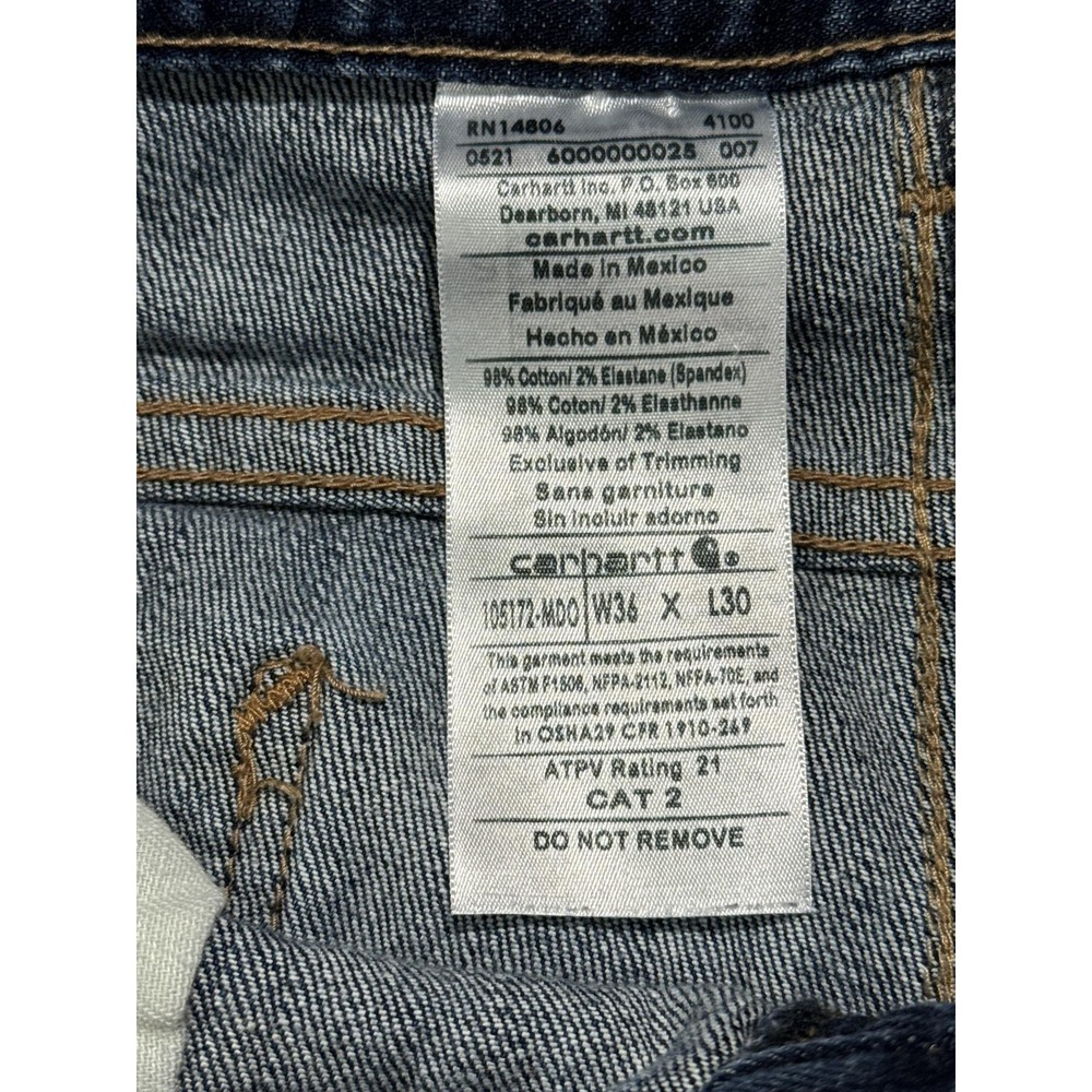 Carhartt FR Jeans Mens 34x30 Blue Denim Relaxed Fit Straight Flame Resistant - Picture 3 of 8